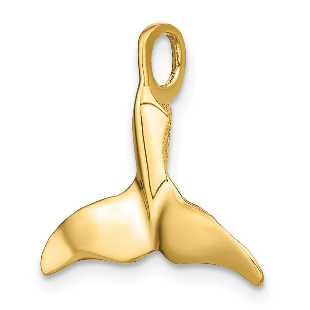 14K Gelbgold 3-d Poliert Wal Schwanz Charm