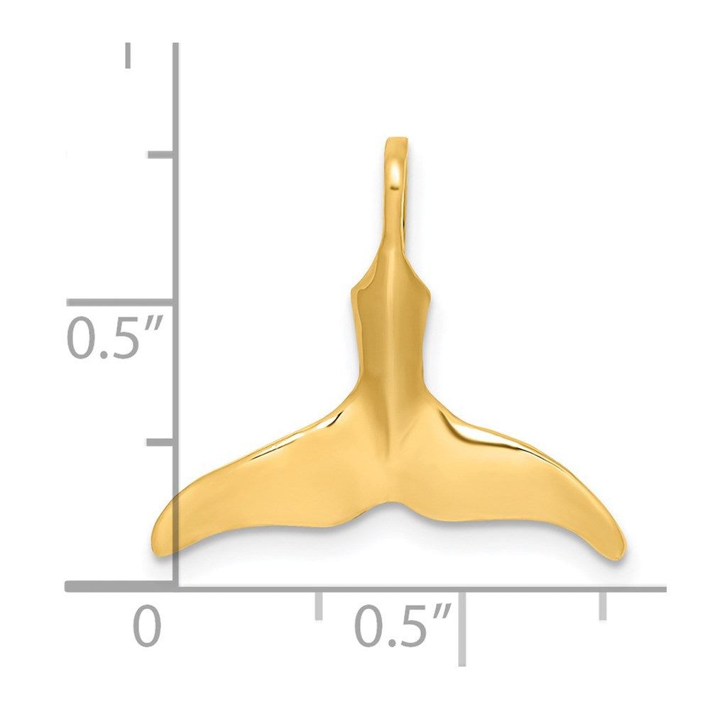 14K Gelbgold 3-d Poliert Wal Schwanz Charm