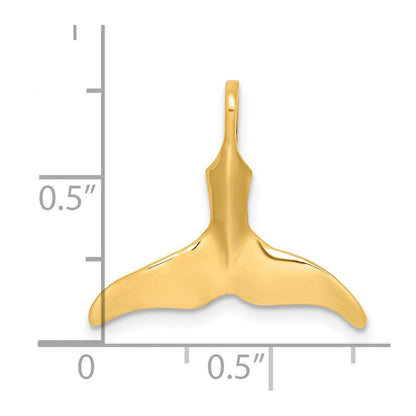 14K Gelbgold 3-d Poliert Wal Schwanz Charm