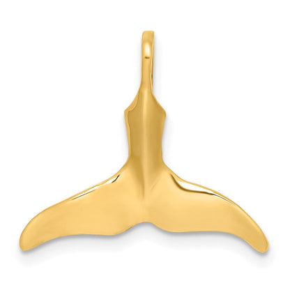 14K Gelbgold 3-d Poliert Wal Schwanz Charm