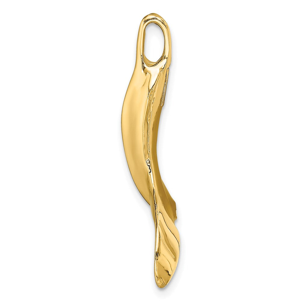14K Gelbgold 3-d Poliert Wal Schwanz Kette Anhänger