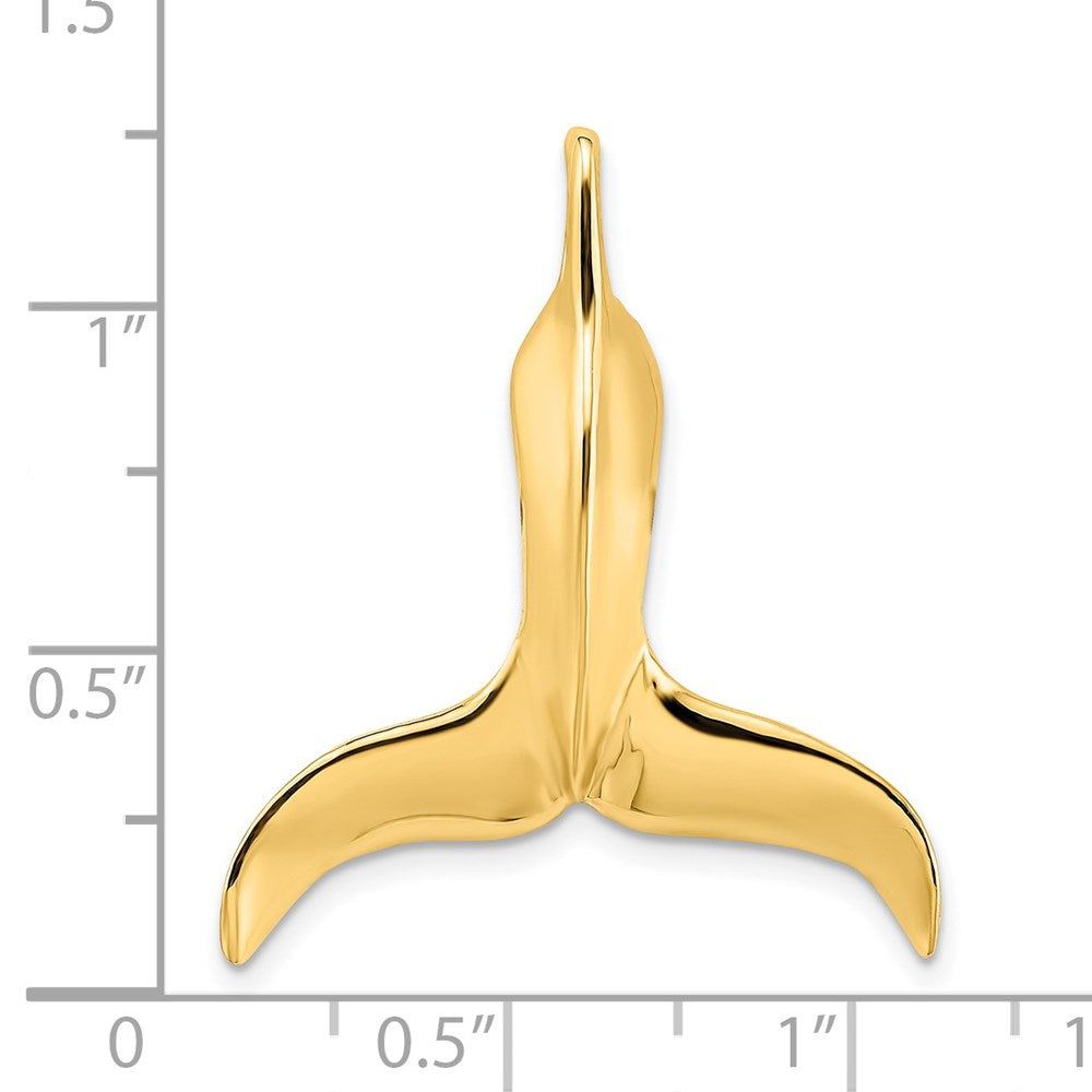 14K Gelbgold 3-d Poliert Wal Schwanz Kette Anhänger