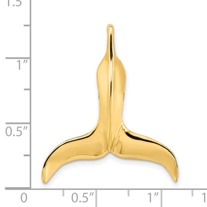 14K Gelbgold 3-d Poliert Wal Schwanz Kette Anhänger