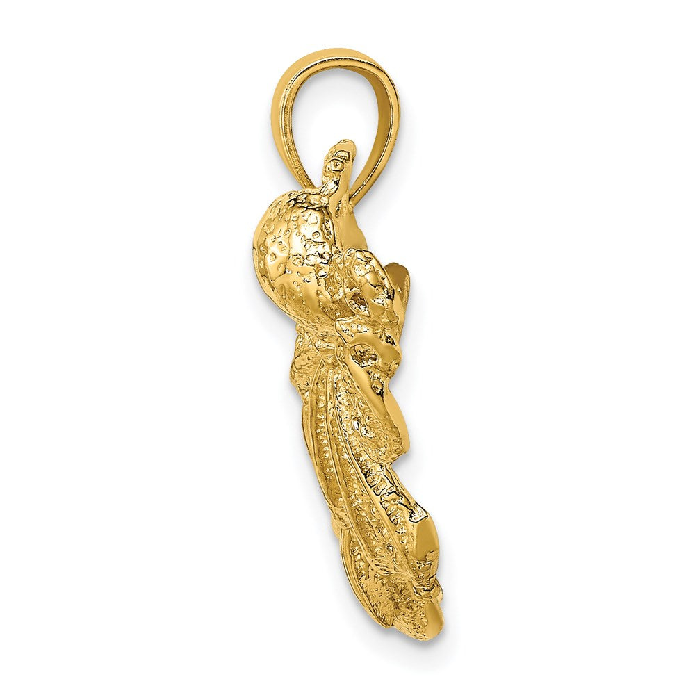 14K Gelbgold Delfin- und Oktopus-Anhänger, poliert und strukturiert
