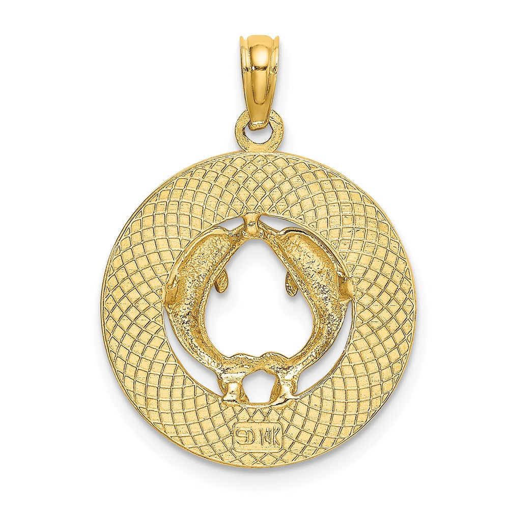 14 Karat Gelbgold BEAUFORT SC Kreis-Charm mit Delfinen