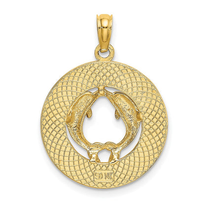 14 Karat Gelbgold BEAUFORT SC Kreis-Charm mit Delfinen