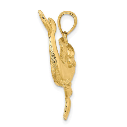 14K Gelbgold Polierter Zwei-Delfine-Zusammen-Charm