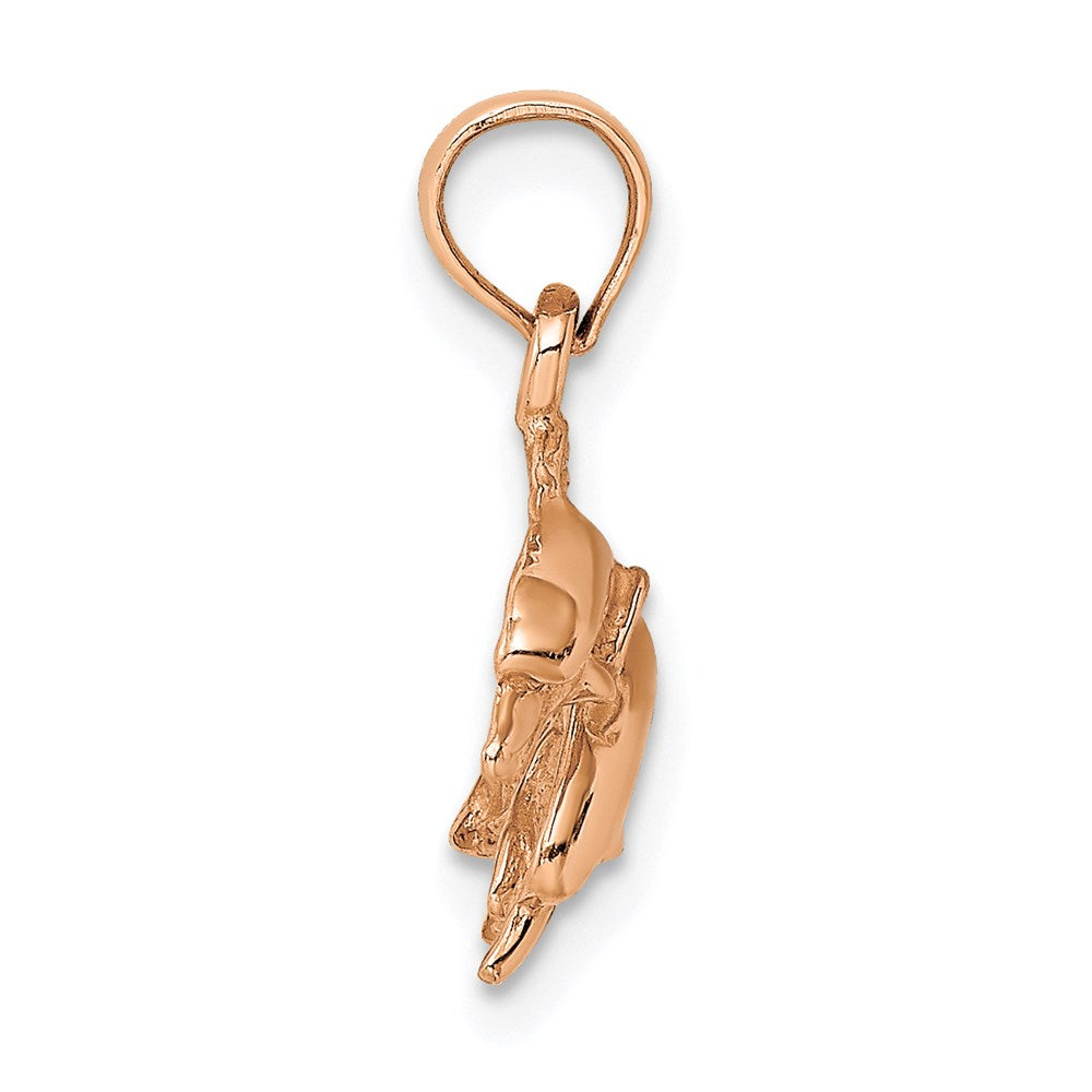 14K Roségold Polierter Doppel-Delfin-Charm springend nach links