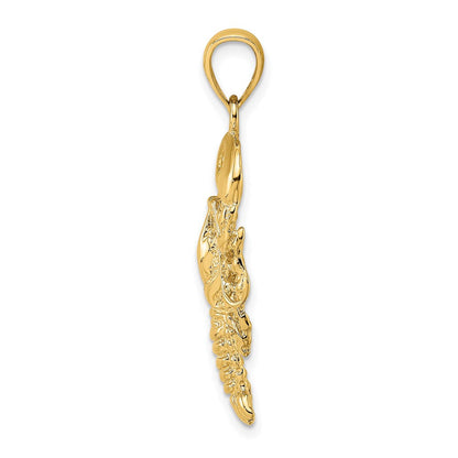 14K Gelbgold Charm gerippter Maine-Hummer