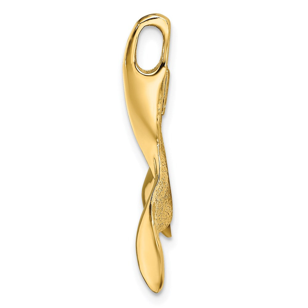 14K Gelbgold 3-D Poliert/Texturiert Wal-Flosse Charm