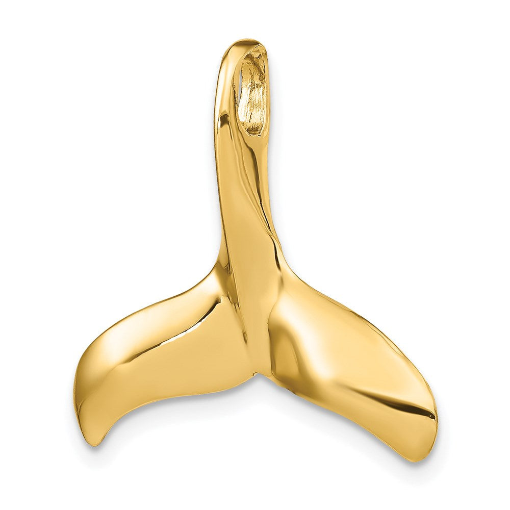 14K Gelbgold 3-D Poliert/Texturiert Wal-Flosse Charm
