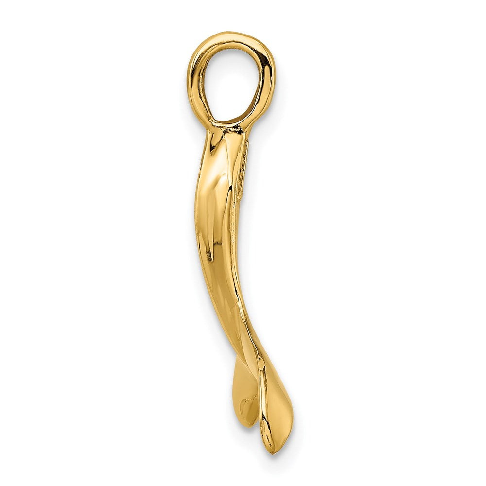 14K Gelbgold 3D-polierter Walflossen-Charm