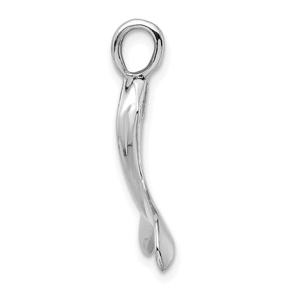 14K Weißgold Wal-Schwanz-Charm, 3D-poliert