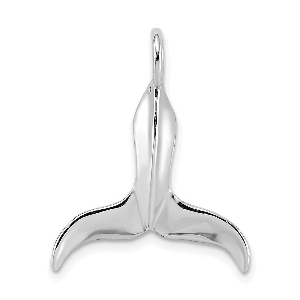14K Weißgold Wal-Schwanz-Charm, 3D-poliert