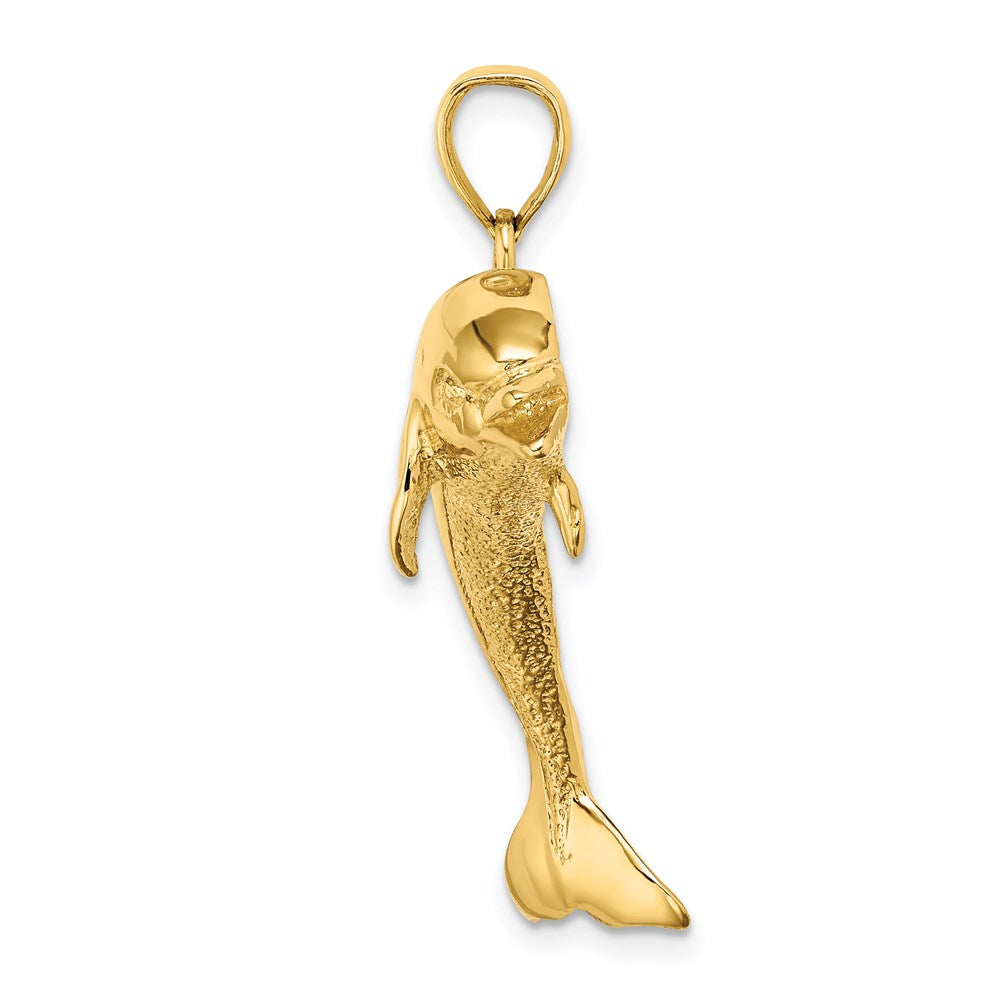 14K Gelbgold Anhänger „Springender Delfin", poliert und strukturiert