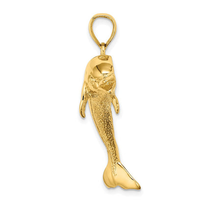 14K Gelbgold Anhänger „Springender Delfin", poliert und strukturiert