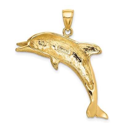 14K Gelbgold Anhänger „Springender Delfin", poliert und strukturiert