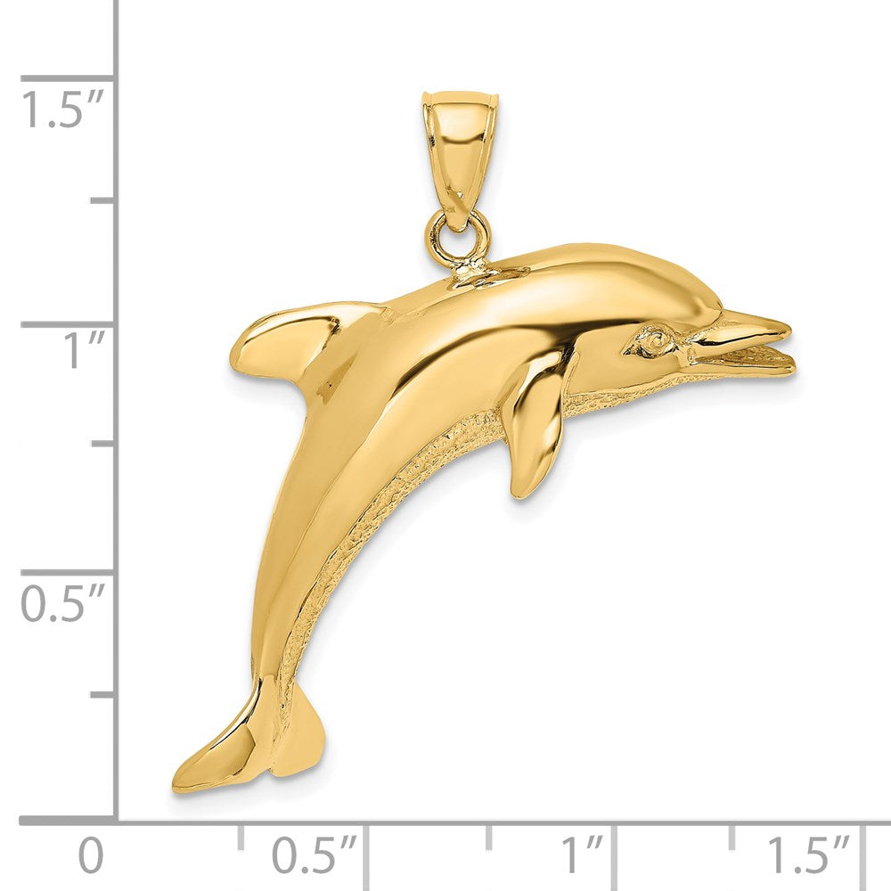 14K Gelbgold Anhänger „Springender Delfin", poliert und strukturiert