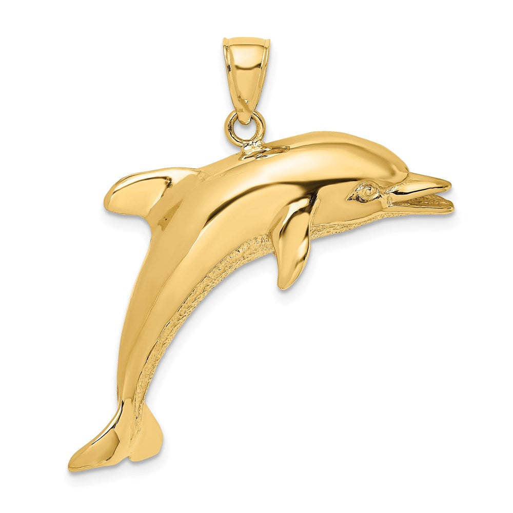 14K Gelbgold Anhänger „Springender Delfin", poliert und strukturiert