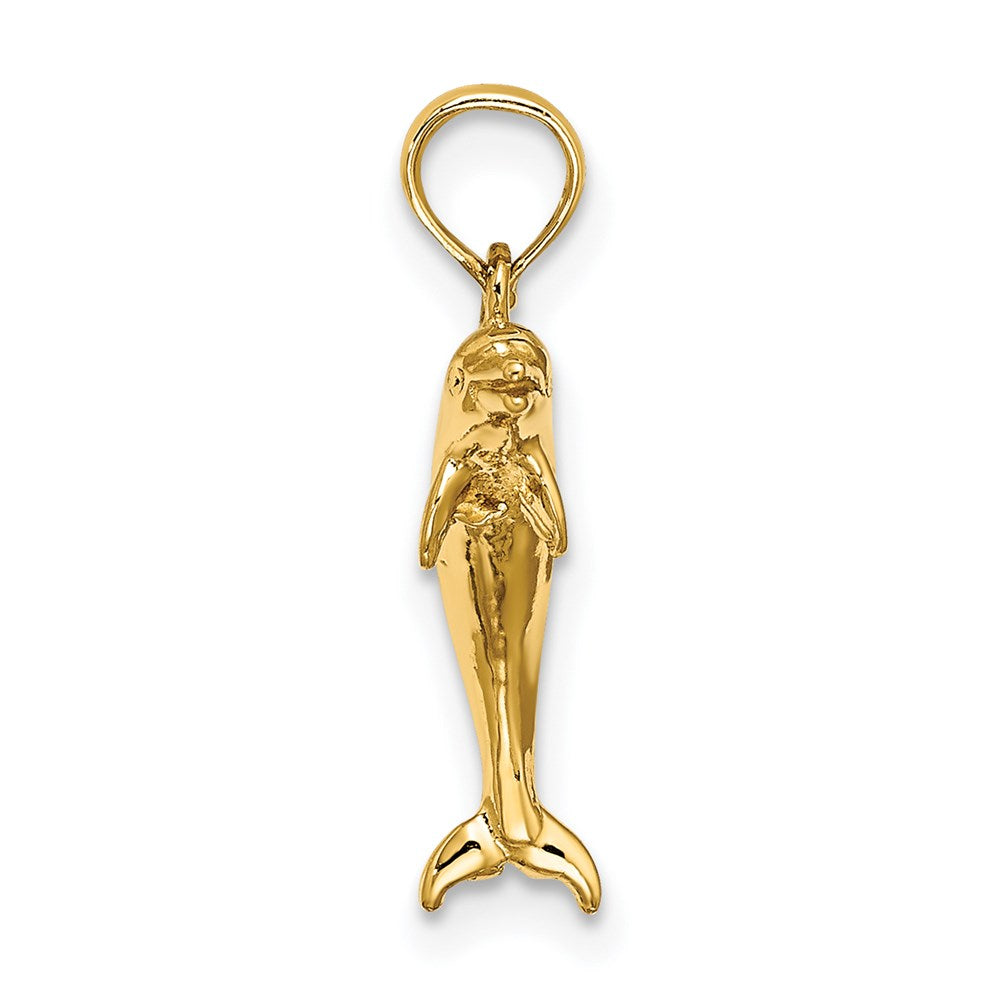 14K Gelbgold 3-d Poliert Mini Delfin Springend Charm
