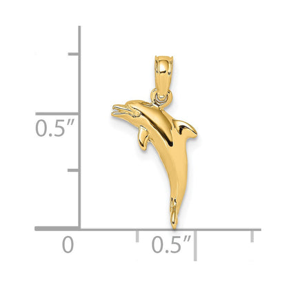14K Gelbgold 3-d Poliert Mini Delfin Springend Charm
