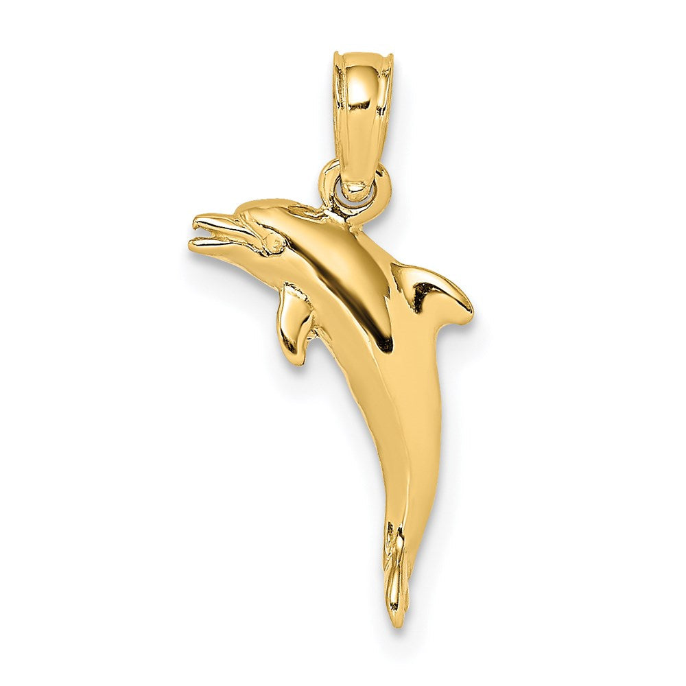 14K Gelbgold 3-d Poliert Mini Delfin Springend Charm
