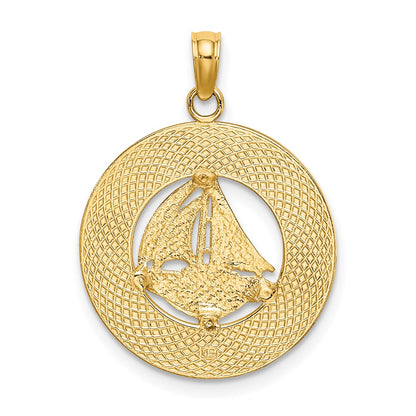 14K Gelbgold PENTWATER MI Segelboot-Charm