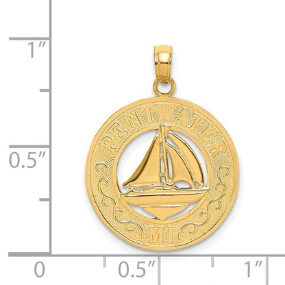 14K Gelbgold PENTWATER MI Segelboot-Charm