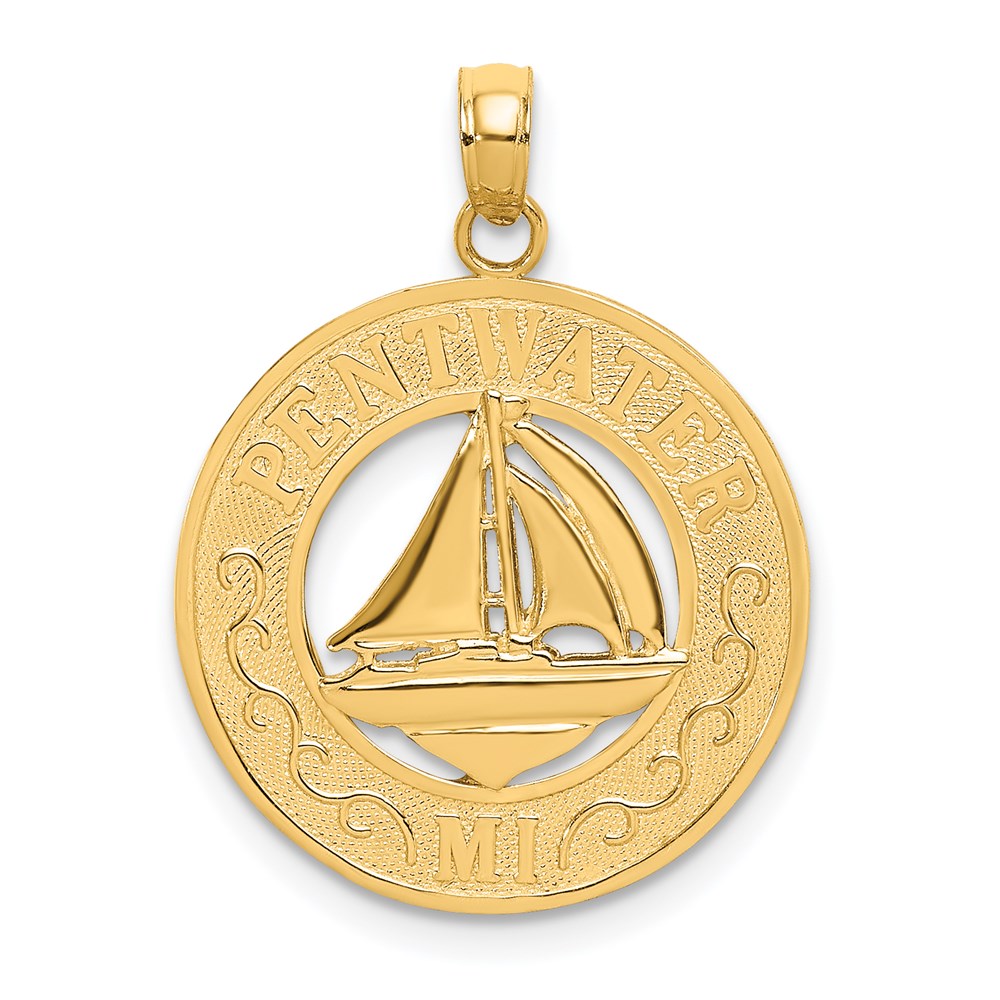 14K Gelbgold PENTWATER MI Segelboot-Charm