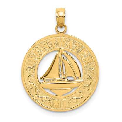 14K Gelbgold PENTWATER MI Segelboot-Charm