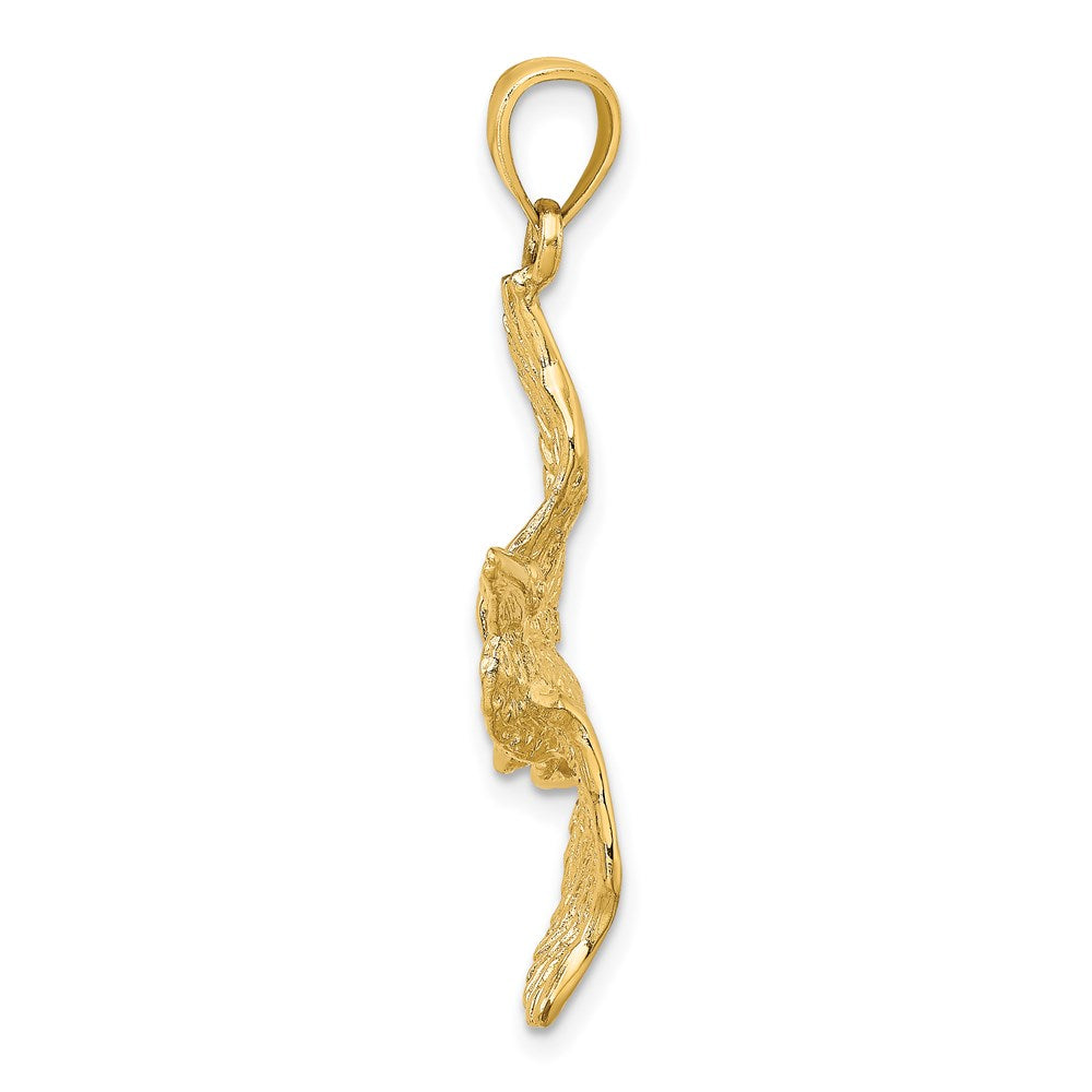 14K Gelbgold 3D-Pelikan-im-Flug-Charm