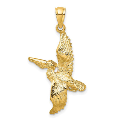 14K Gelbgold 3D-Pelikan-im-Flug-Charm