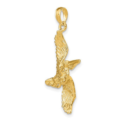 14K Gelbgold 3D-Pelikan-im-Flug-Charm