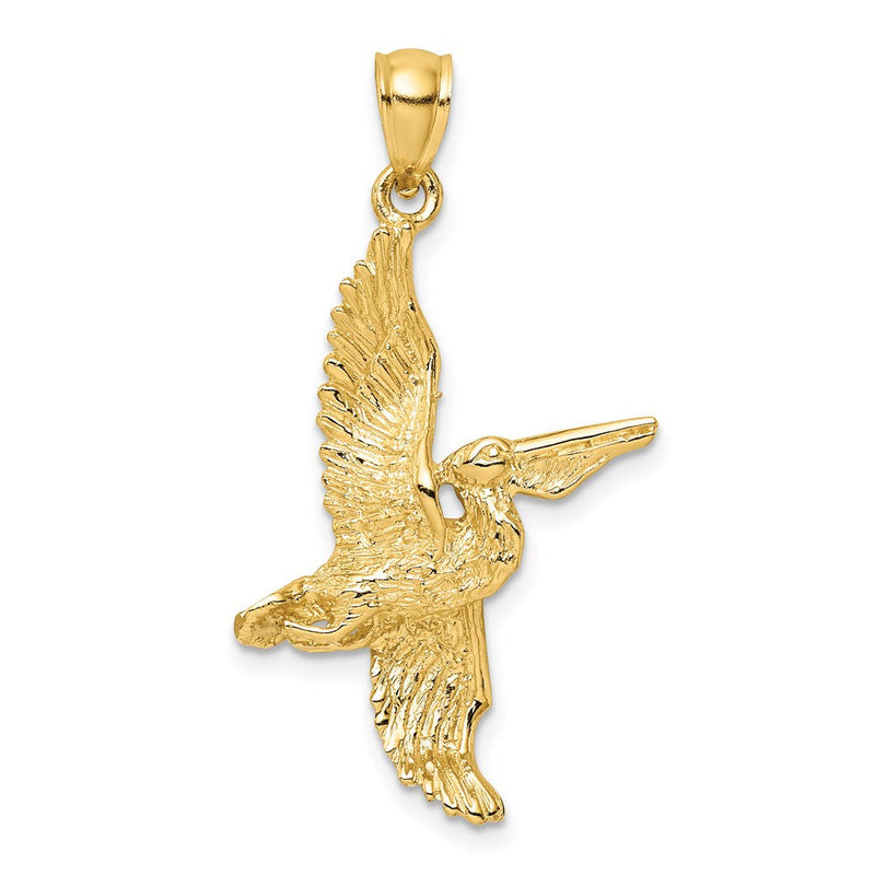 14K Gelbgold 3D-Pelikan-im-Flug-Charm