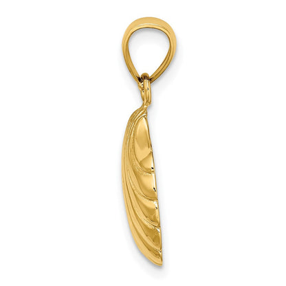 14K Gelbgold Polierter 2-D Muschelschale Charm