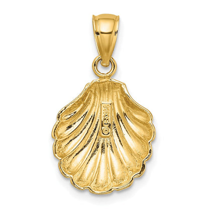 14K Gelbgold Polierter 2-D Muschelschale Charm
