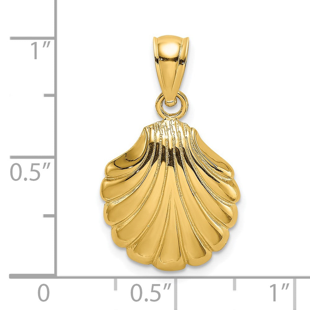 14K Gelbgold Polierter 2-D Muschelschale Charm