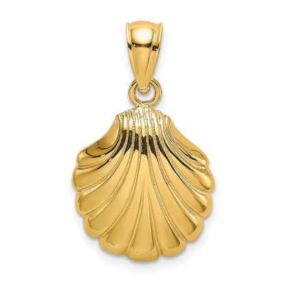 14K Gelbgold Polierter 2-D Muschelschale Charm