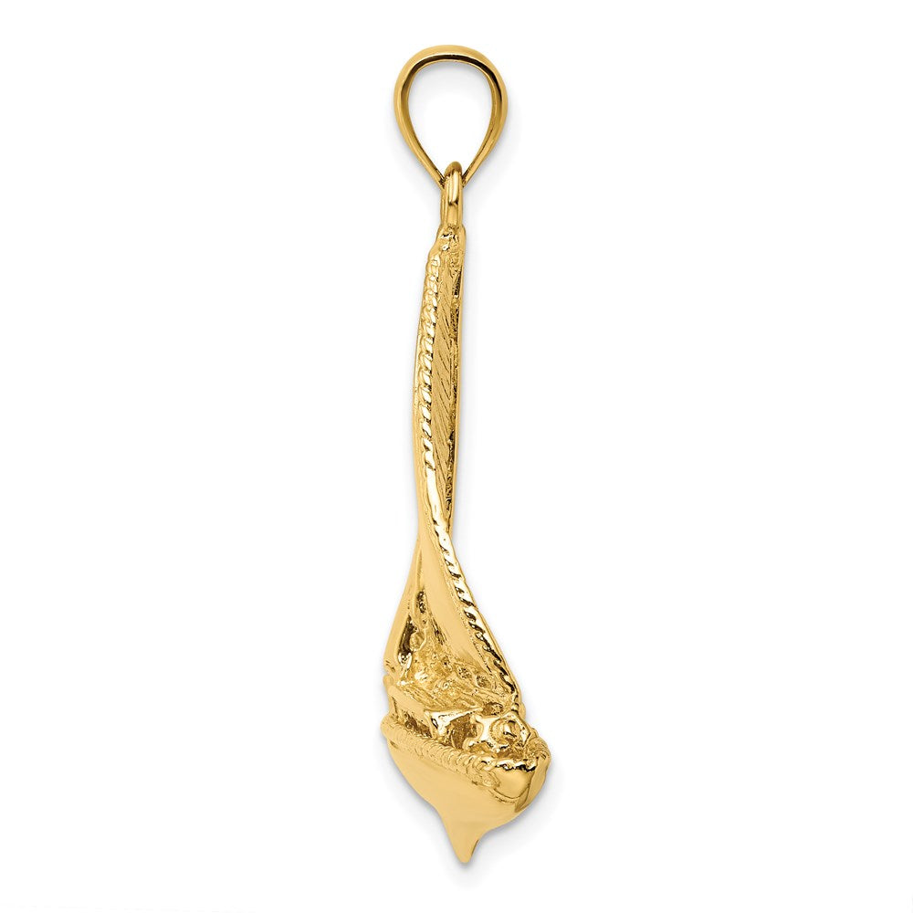 585 Gelbgold 3-D polierter Segelboot-Charm