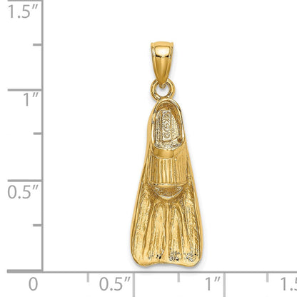 14K Gelbgold 3-D Taucherflosse Charm