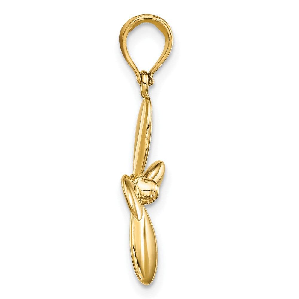 14 Karat Gelbgold 3-D-Propeller-Charm mit 4 Blättern