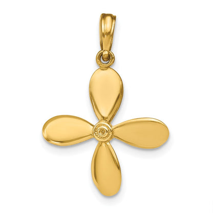 14 Karat Gelbgold 3-D-Propeller-Charm mit 4 Blättern