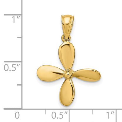 14 Karat Gelbgold 3-D-Propeller-Charm mit 4 Blättern
