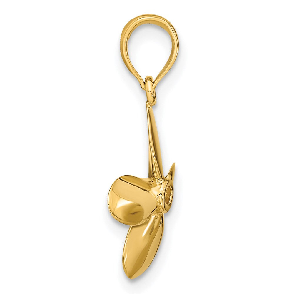 14K Gelbgold 3-d mit 4 Blades Propeller Charm