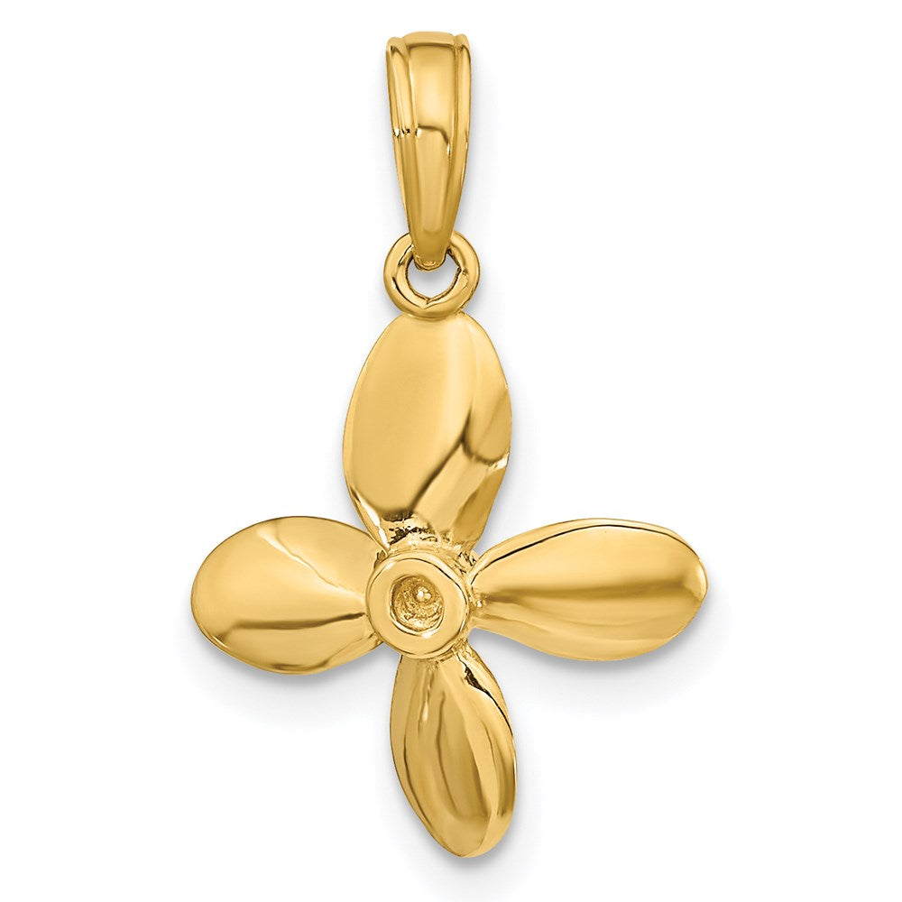 14K Gelbgold 3-d mit 4 Blades Propeller Charm