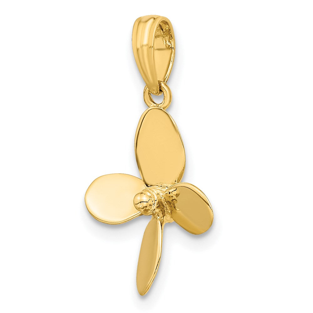 14K Gelbgold 3-d mit 4 Blades Propeller Charm