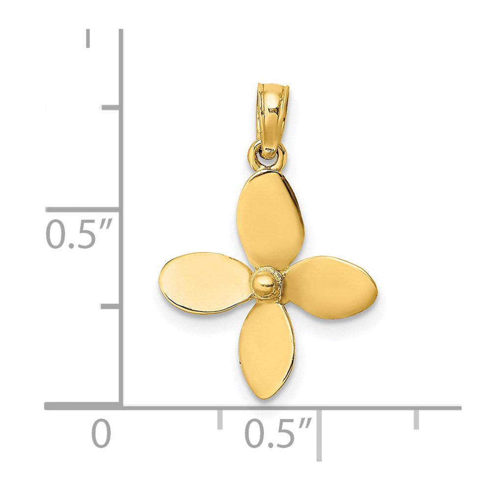 14K Gelbgold 3-d mit 4 Blades Propeller Charm