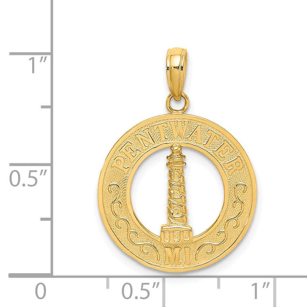 14K Gelbgold PENTWATER MI Leuchtturm-Charm