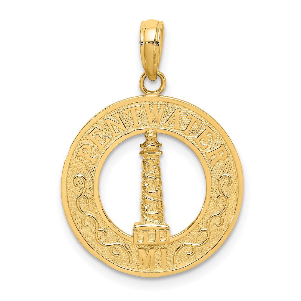 14K Gelbgold PENTWATER MI Leuchtturm-Charm