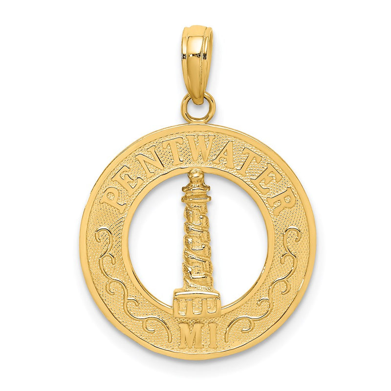 14K Gelbgold PENTWATER MI Leuchtturm-Charm